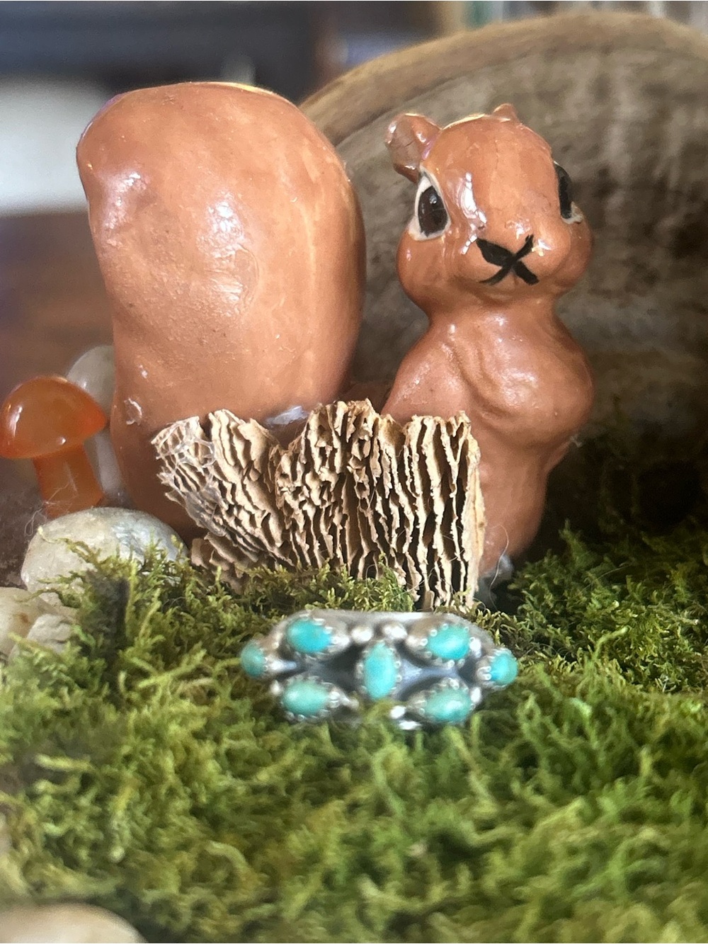 925 Sterling stunning turquoise cluster ring